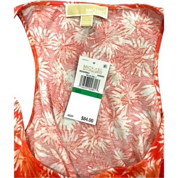 Michael Kors Womens Size Large Beaded‎ Ring Detail Tank Top Sleeveless Tropical - Picture 3 of 11